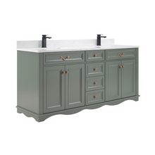 Load image into Gallery viewer, Legion Furniture WS2514-72-PG 72&quot; PEWTER GREEN FINISH SOLID WOOD SINK VANITY  WITH 1&#39; ARTIFICIAL STONE TOP