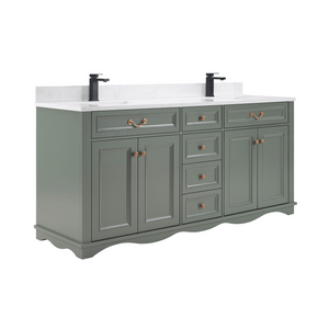 Legion Furniture WS2514-72-PG 72" PEWTER GREEN FINISH SOLID WOOD SINK VANITY  WITH 1' ARTIFICIAL STONE TOP