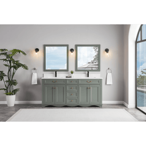 Legion Furniture WS2514-72-PG 72" PEWTER GREEN FINISH SOLID WOOD SINK VANITY  WITH 1' ARTIFICIAL STONE TOP