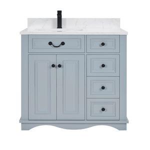 Legion Furniture WS2514-36-CD 36" CADET FINISH SOLID WOOD SINK VANITY  WITH 1' ARTIFICIAL STONE TOP