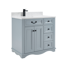 Load image into Gallery viewer, Legion Furniture WS2514-36-CD 36&quot; CADET FINISH SOLID WOOD SINK VANITY  WITH 1&#39; ARTIFICIAL STONE TOP