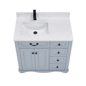 Legion Furniture WS2514-36-CD 36" CADET FINISH SOLID WOOD SINK VANITY  WITH 1' ARTIFICIAL STONE TOP