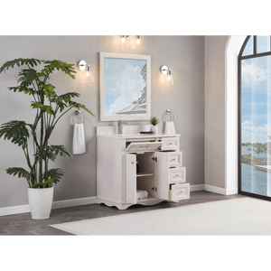 Legion Furniture WS2514-36-DW 36" DREAMY WHITE FINISH SOLID WOOD SINK VANITY WITH 1" ARTIFICIAL STONE TOP