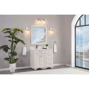 Legion Furniture WS2514-36-DW 36" DREAMY WHITE FINISH SOLID WOOD SINK VANITY WITH 1" ARTIFICIAL STONE TOP