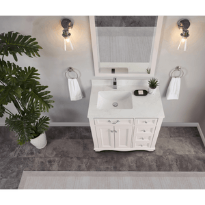 Legion Furniture WS2514-36-DW 36" DREAMY WHITE FINISH SOLID WOOD SINK VANITY WITH 1" ARTIFICIAL STONE TOP