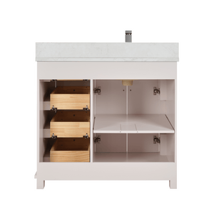 Legion Furniture WS2514-36-DW 36" DREAMY WHITE FINISH SOLID WOOD SINK VANITY WITH 1" ARTIFICIAL STONE TOP