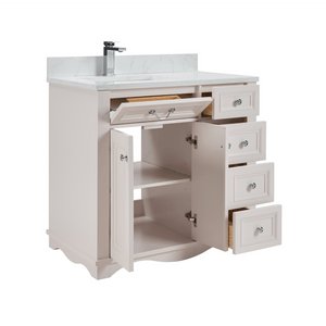 Legion Furniture WS2514-36-DW 36" DREAMY WHITE FINISH SOLID WOOD SINK VANITY WITH 1" ARTIFICIAL STONE TOP