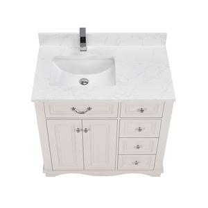 Legion Furniture WS2514-36-DW 36" DREAMY WHITE FINISH SOLID WOOD SINK VANITY WITH 1" ARTIFICIAL STONE TOP