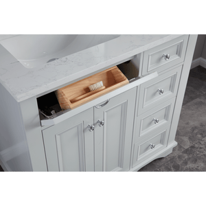 Legion Furniture WS2514-36-SS 36" SILVER STRAND FINISH SOLID WOOD SINK VANITY WITH 1" ARTIFICIAL STONE TOP