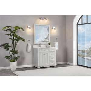 Legion Furniture WS2514-36-SS 36" SILVER STRAND FINISH SOLID WOOD SINK VANITY WITH 1" ARTIFICIAL STONE TOP