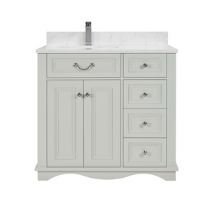 Legion Furniture WS2514-36-SS 36" SILVER STRAND FINISH SOLID WOOD SINK VANITY WITH 1" ARTIFICIAL STONE TOP