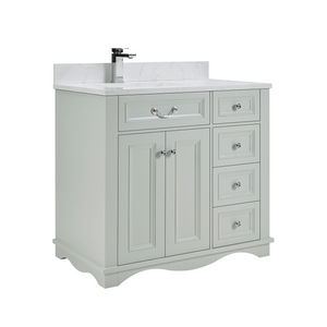 Legion Furniture WS2514-36-SS 36" SILVER STRAND FINISH SOLID WOOD SINK VANITY WITH 1" ARTIFICIAL STONE TOP