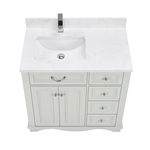 Legion Furniture WS2514-36-SS 36" SILVER STRAND FINISH SOLID WOOD SINK VANITY WITH 1" ARTIFICIAL STONE TOP