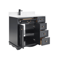 Load image into Gallery viewer, Legion Furniture WS2514-36-TB 36&quot; TRICORN BLACK FINISH SOLID WOOD SINK VANITY WITH 1&quot; ARTIFICIAL STONE TOP