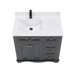 Legion Furniture WS2514-36-TB 36" TRICORN BLACK FINISH SOLID WOOD SINK VANITY WITH 1" ARTIFICIAL STONE TOP