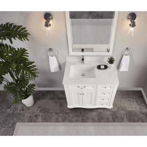 Legion Furniture WS2514-36-W 36" WHITE FINISH SOLID WOOD SINK VANITY WITH 1" ARTIFICIAL STONE TOP