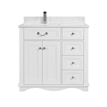 Load image into Gallery viewer, Legion Furniture WS2514-36-W 36&quot; WHITE FINISH SOLID WOOD SINK VANITY WITH 1&quot; ARTIFICIAL STONE TOP