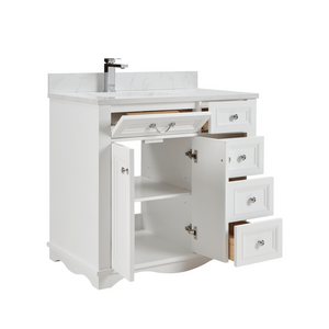 Legion Furniture WS2514-36-W 36" WHITE FINISH SOLID WOOD SINK VANITY WITH 1" ARTIFICIAL STONE TOP