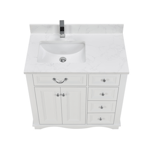 Legion Furniture WS2514-36-W 36" WHITE FINISH SOLID WOOD SINK VANITY WITH 1" ARTIFICIAL STONE TOP