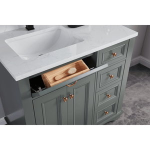 Legion Furniture WS2514-36-PG 36" PEWTER GREEN FINISH SOLID WOOD SINK VANITY  WITH 1' ARTIFICIAL STONE TOP