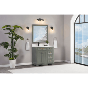 Legion Furniture WS2514-36-PG 36" PEWTER GREEN FINISH SOLID WOOD SINK VANITY  WITH 1' ARTIFICIAL STONE TOP