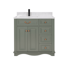 Load image into Gallery viewer, Legion Furniture WS2514-36-PG 36&quot; PEWTER GREEN FINISH SOLID WOOD SINK VANITY  WITH 1&#39; ARTIFICIAL STONE TOP