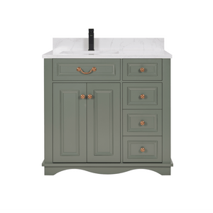 Legion Furniture WS2514-36-PG 36" PEWTER GREEN FINISH SOLID WOOD SINK VANITY  WITH 1' ARTIFICIAL STONE TOP