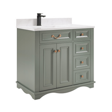 Load image into Gallery viewer, Legion Furniture WS2514-36-PG 36&quot; PEWTER GREEN FINISH SOLID WOOD SINK VANITY  WITH 1&#39; ARTIFICIAL STONE TOP