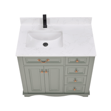 Load image into Gallery viewer, Legion Furniture WS2514-36-PG 36&quot; PEWTER GREEN FINISH SOLID WOOD SINK VANITY  WITH 1&#39; ARTIFICIAL STONE TOP