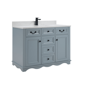 Legion Furniture WS2514-48-CD 48" CADET FINISH SOLID WOOD SINK VANITY  WITH 1' ARTIFICIAL STONE TOP