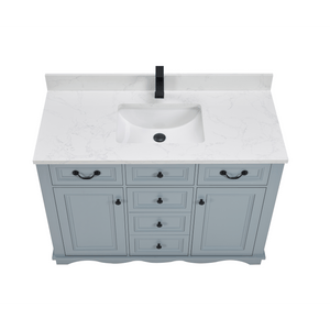 Legion Furniture WS2514-48-CD 48" CADET FINISH SOLID WOOD SINK VANITY  WITH 1' ARTIFICIAL STONE TOP