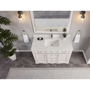 Legion Furniture WS2514-48-DW 48" DREAMY WHITE FINISH SOLID WOOD SINK VANITY WITH 1" ARTIFICIAL STONE TOP