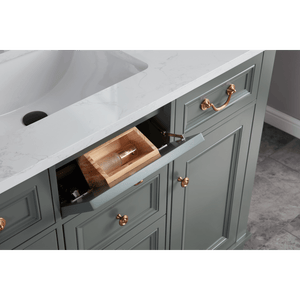 Legion Furniture WS2514-48-PG 48" PEWTER GREEN FINISH SOLID WOOD SINK VANITY  WITH 1' ARTIFICIAL STONE TOP