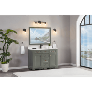 Legion Furniture WS2514-48-PG 48" PEWTER GREEN FINISH SOLID WOOD SINK VANITY  WITH 1' ARTIFICIAL STONE TOP