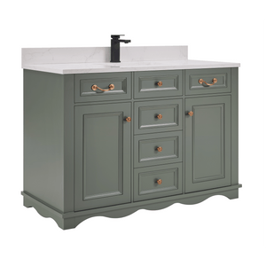 Legion Furniture WS2514-48-PG 48" PEWTER GREEN FINISH SOLID WOOD SINK VANITY  WITH 1' ARTIFICIAL STONE TOP