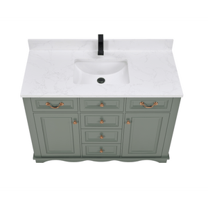 Legion Furniture WS2514-48-PG 48" PEWTER GREEN FINISH SOLID WOOD SINK VANITY  WITH 1' ARTIFICIAL STONE TOP