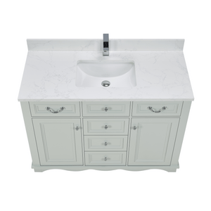 Legion Furniture WS2514-48-SS 48" SILVER STRAND FINISH SOLID WOOD SINK VANITY WITH 1" ARTIFICIAL STONE TOP