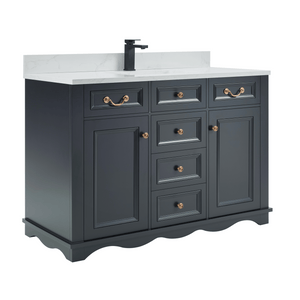 Legion Furniture WS2514-48-TB 48" TRICORN BLACK FINISH SOLID WOOD SINK VANITY WITH 1" ARTIFICIAL STONE TOP