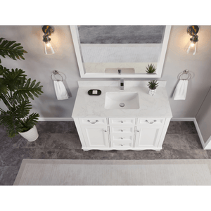 Legion Furniture WS2514-48-W 48" WHITE FINISH SOLID WOOD SINK VANITY WITH 1" ARTIFICIAL STONE TOP