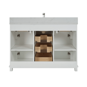 Legion Furniture WS2514-48-W 48" WHITE FINISH SOLID WOOD SINK VANITY WITH 1" ARTIFICIAL STONE TOP