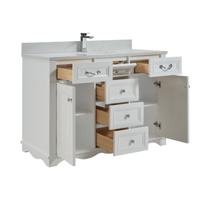 Legion Furniture WS2514-48-W 48" WHITE FINISH SOLID WOOD SINK VANITY WITH 1" ARTIFICIAL STONE TOP