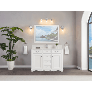 Legion Furniture WS2514-48-W 48" WHITE FINISH SOLID WOOD SINK VANITY WITH 1" ARTIFICIAL STONE TOP