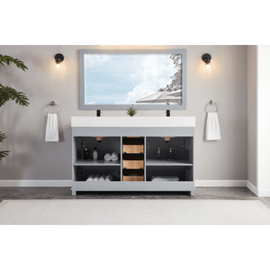 Legion Furniture WS2514-60-CD 60" CADET FINISH SOLID WOOD SINK VANITY  WITH 1' ARTIFICIAL STONE TOP