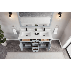 Legion Furniture WS2514-60-CD 60" CADET FINISH SOLID WOOD SINK VANITY  WITH 1' ARTIFICIAL STONE TOP