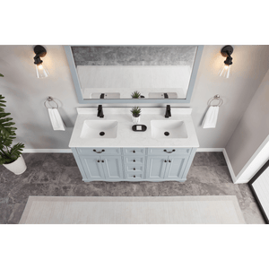 Legion Furniture WS2514-60-CD 60" CADET FINISH SOLID WOOD SINK VANITY  WITH 1' ARTIFICIAL STONE TOP