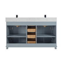 Load image into Gallery viewer, Legion Furniture WS2514-60-CD 60&quot; CADET FINISH SOLID WOOD SINK VANITY  WITH 1&#39; ARTIFICIAL STONE TOP