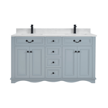 Load image into Gallery viewer, Legion Furniture WS2514-60-CD 60&quot; CADET FINISH SOLID WOOD SINK VANITY  WITH 1&#39; ARTIFICIAL STONE TOP