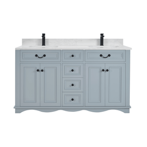 Legion Furniture WS2514-60-CD 60" CADET FINISH SOLID WOOD SINK VANITY  WITH 1' ARTIFICIAL STONE TOP