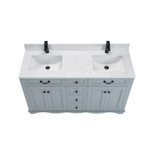 Load image into Gallery viewer, Legion Furniture WS2514-60-CD 60&quot; CADET FINISH SOLID WOOD SINK VANITY  WITH 1&#39; ARTIFICIAL STONE TOP