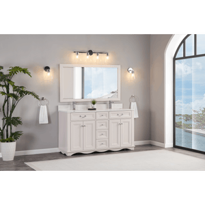 Legion Furniture WS2514-60-DW 60" DREAMY WHITE FINISH SOLID WOOD SINK VANITY WITH 1" ARTIFICIAL STONE TOP